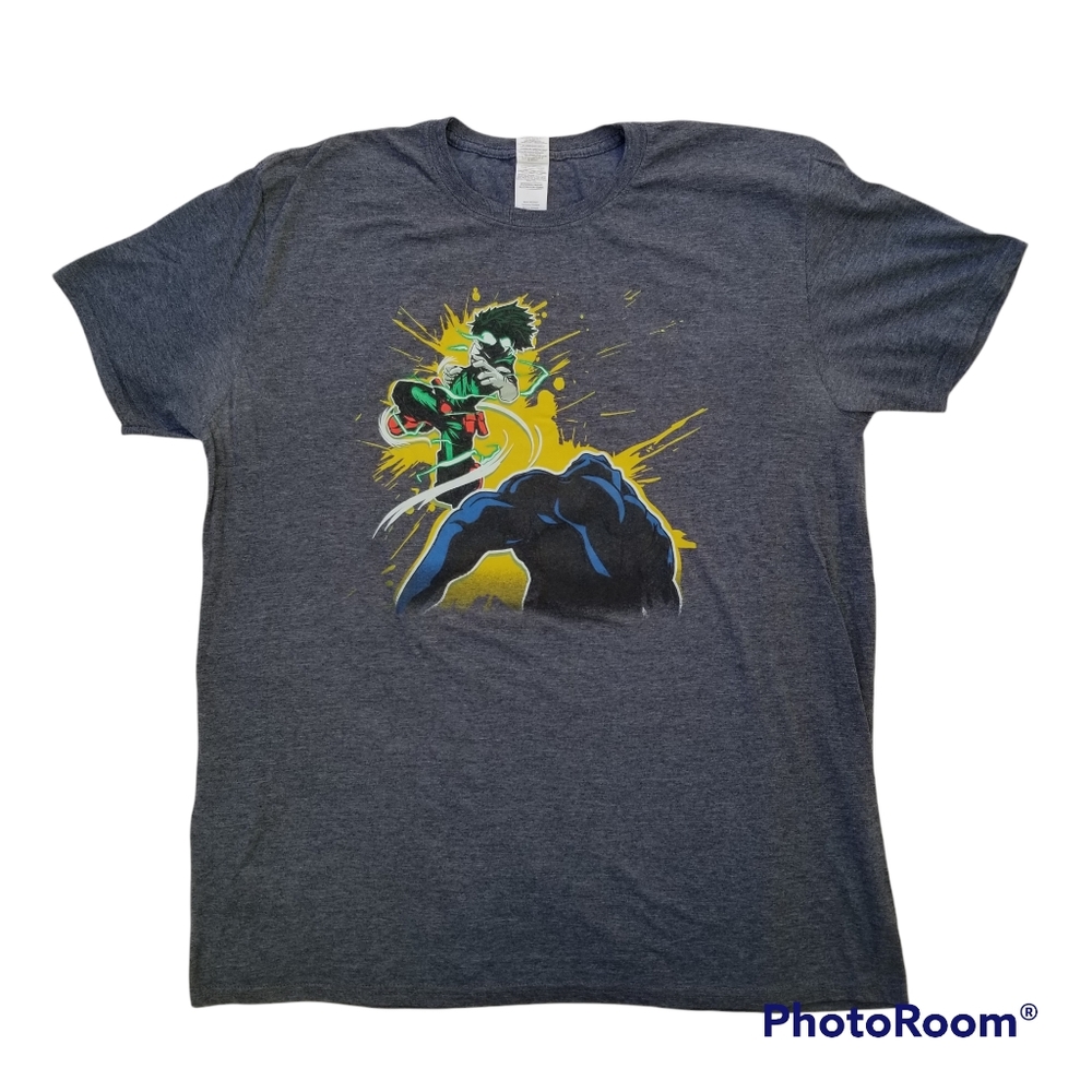 Men's Anime My Hero Academia Deku Gray Shirt Size XLarge
